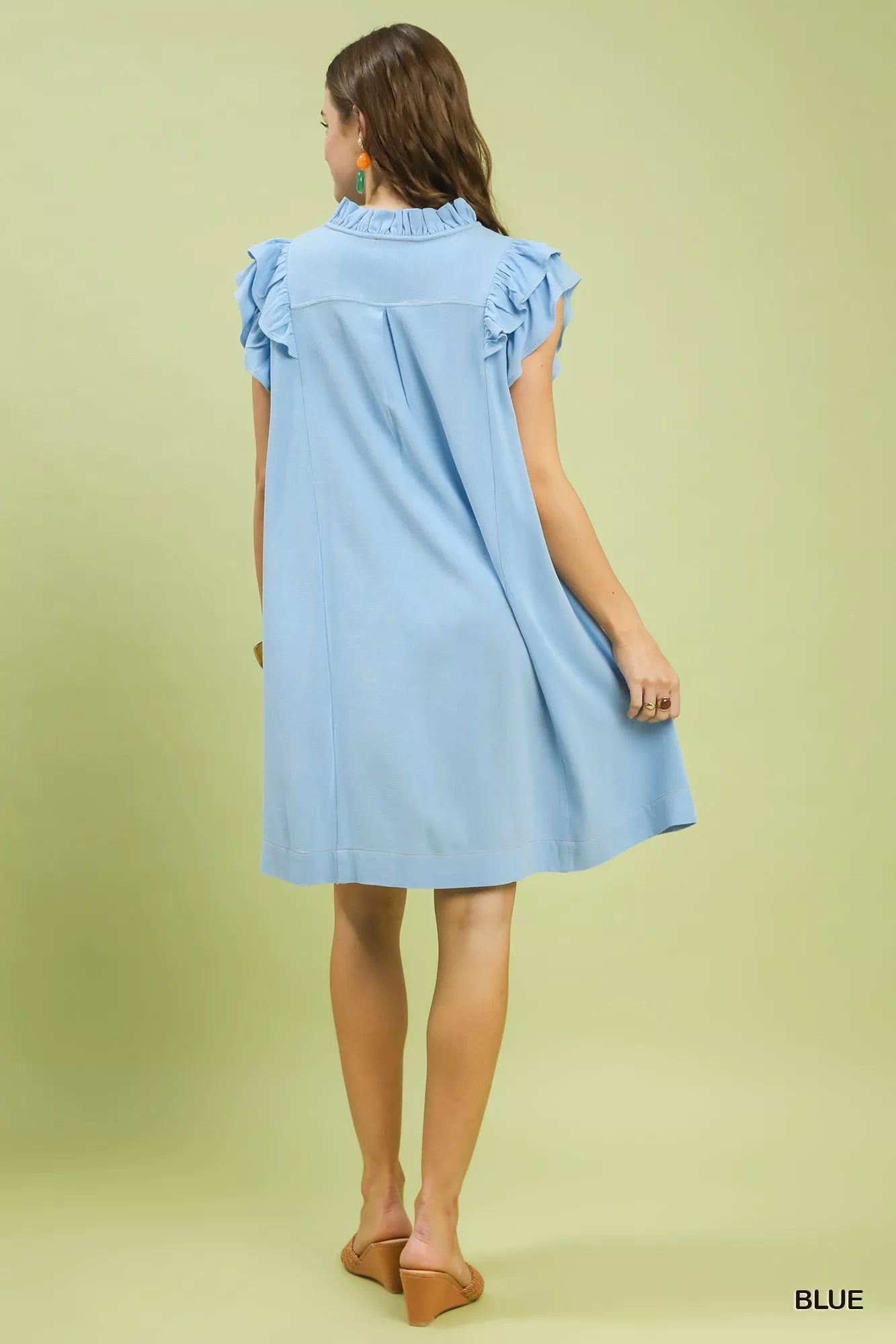 Umgee Linen Flutter Sleeve Shift Dress with Pockets - PBNJ FASHIONS
