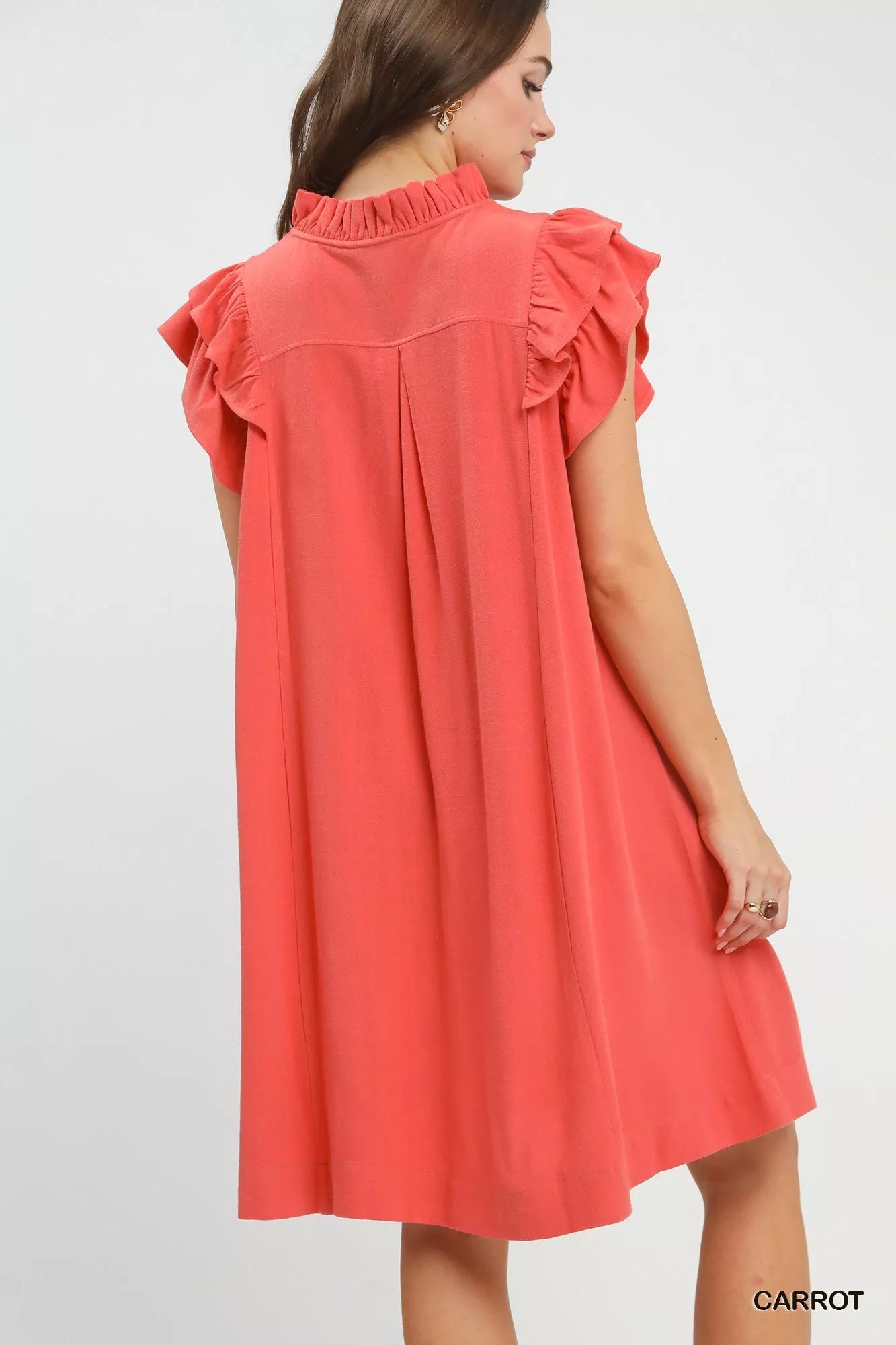 Umgee Linen Flutter Sleeve Shift Dress with Pockets - PBNJ FASHIONS