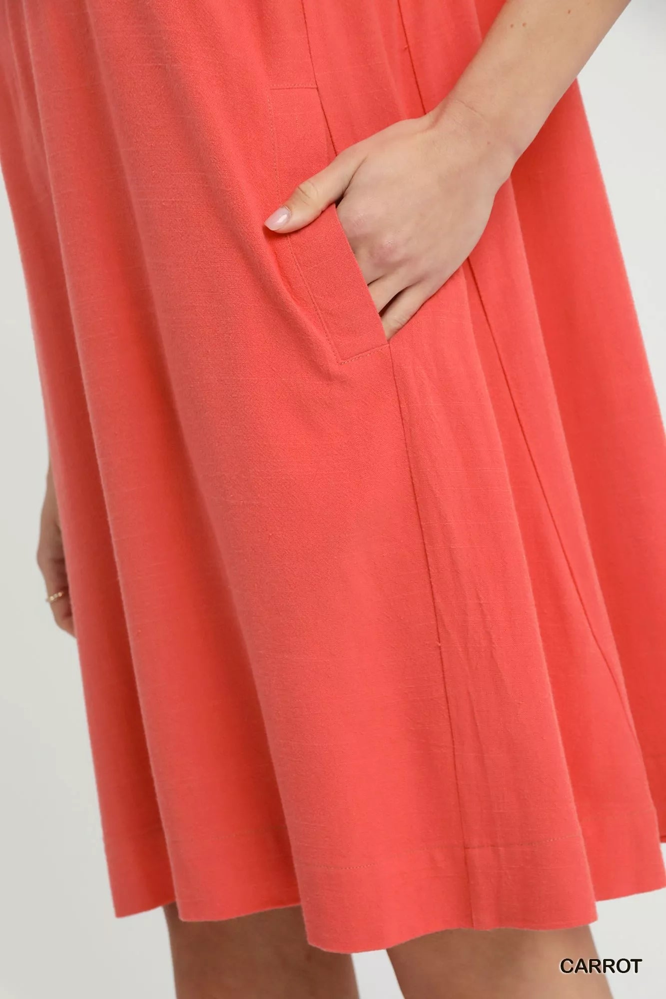 Umgee Linen Flutter Sleeve Shift Dress with Pockets - PBNJ FASHIONS