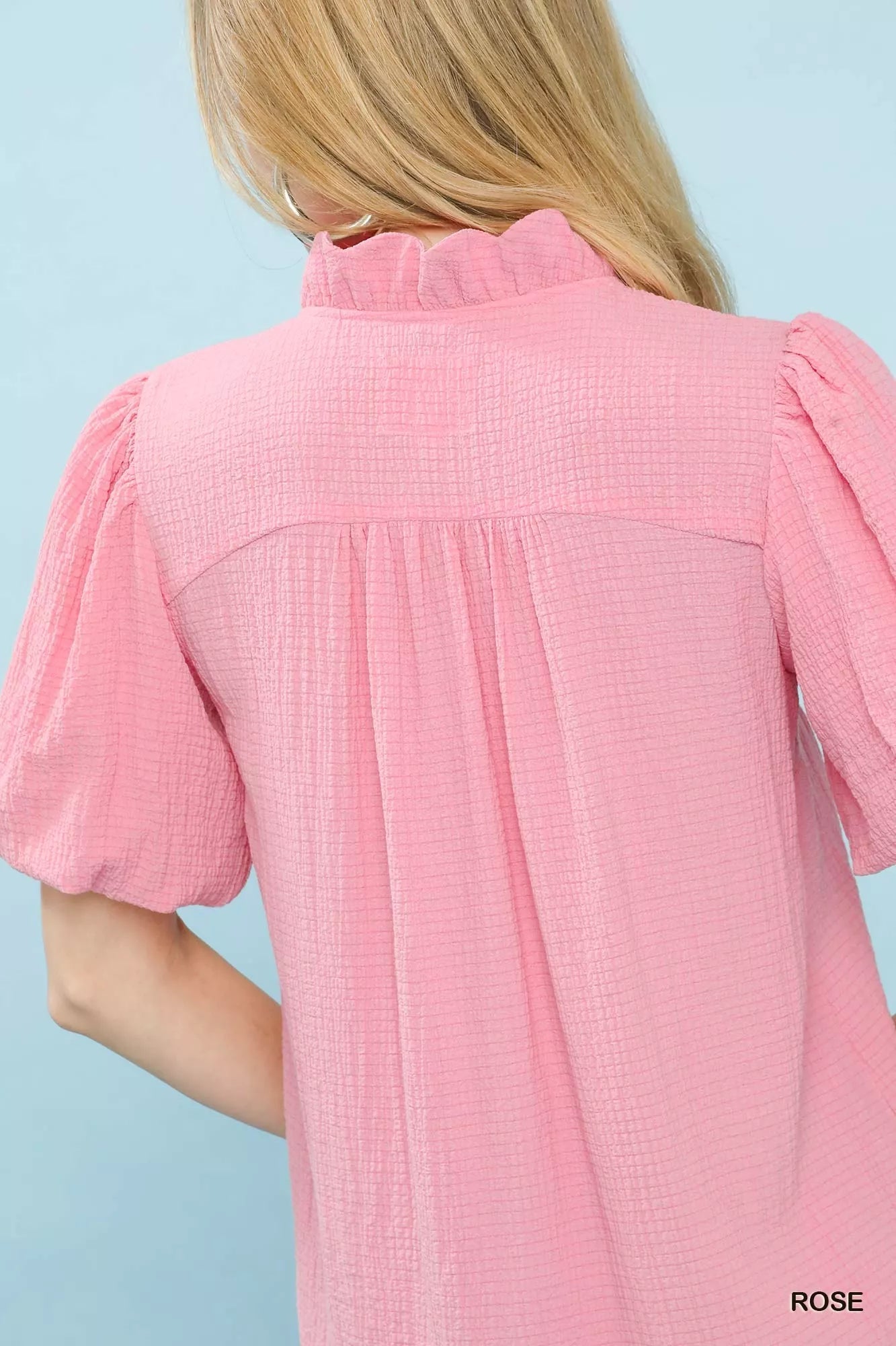 Umgee Seersucker Puff Sleeve Blouse - PBNJ FASHIONS