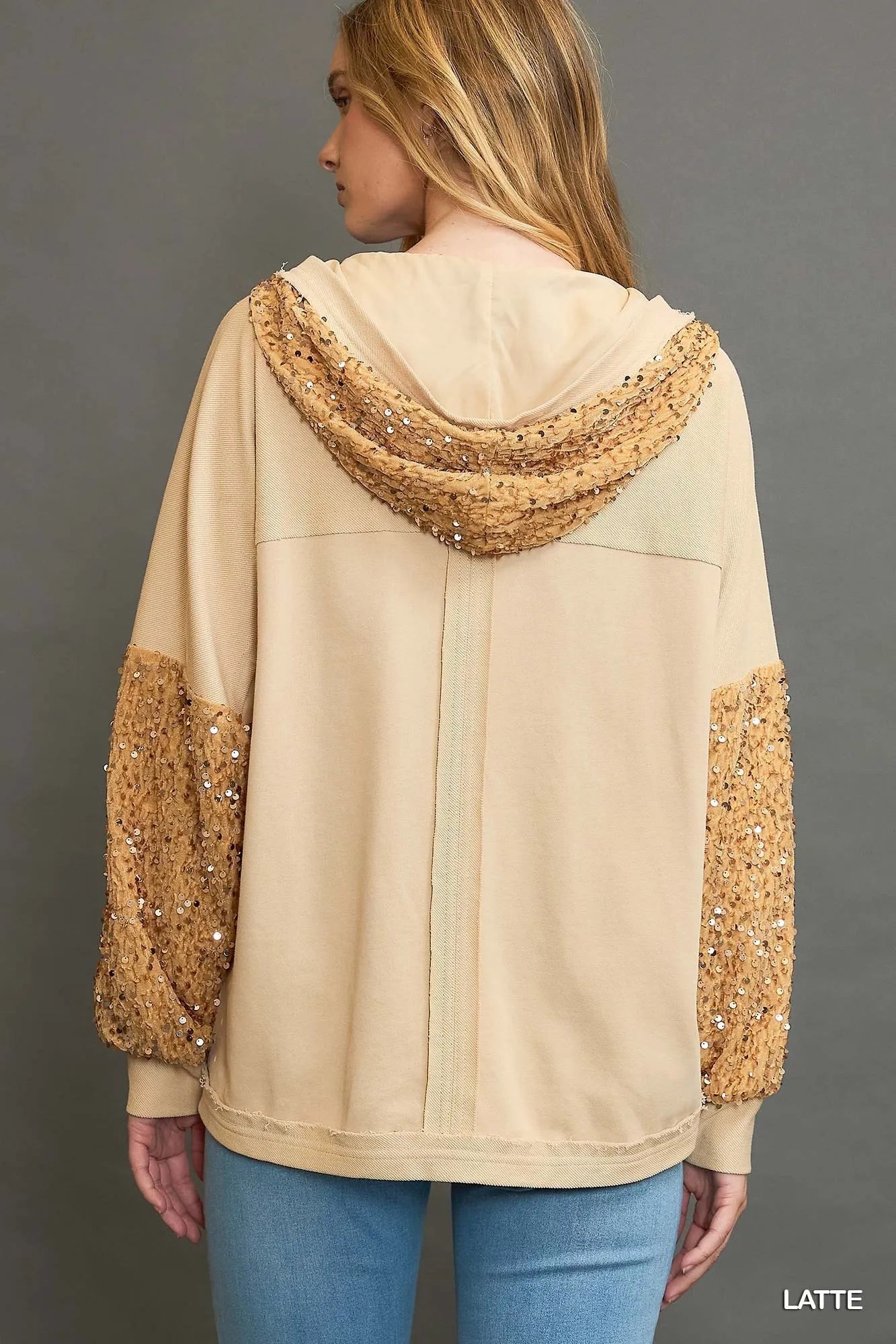 Umgee Sequined French Terry Jacket - PBNJ FASHIONS
