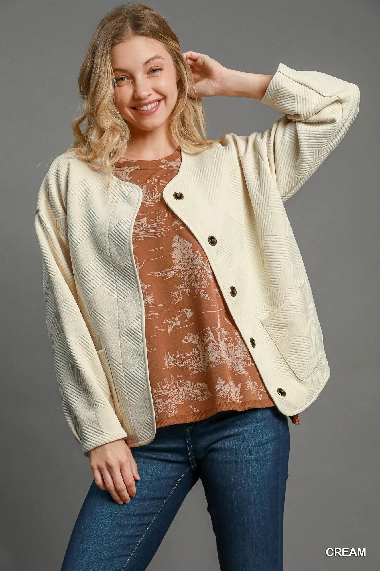 Umgee Textured Jacquard Jacket - PBNJ FASHIONS