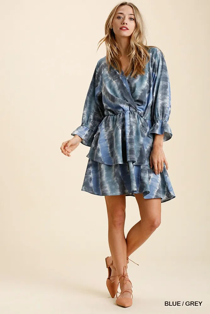 Umgee Tie Dye Ruffled Layered Dress with Elastic Waistband - PBNJ FASHIONS
