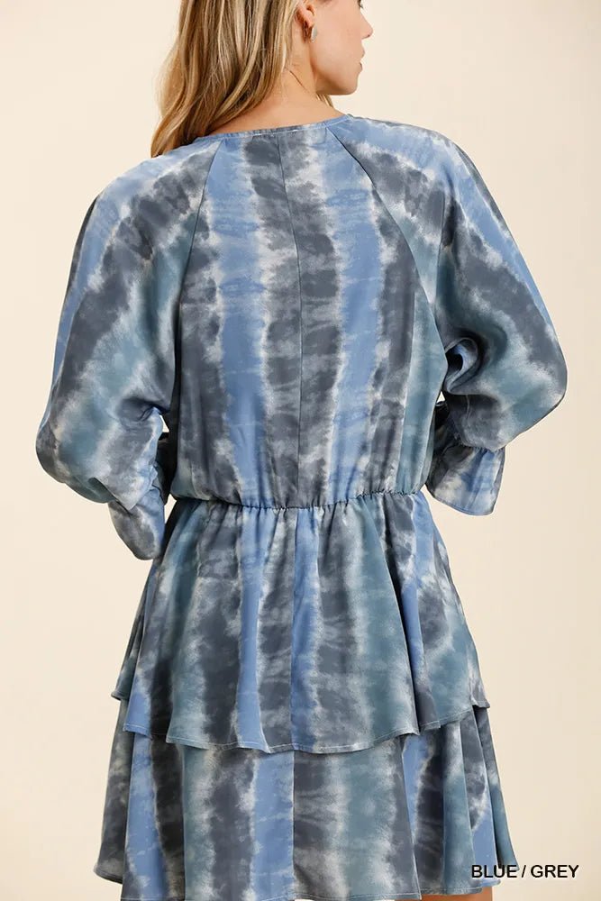 Umgee Tie Dye Ruffled Layered Dress with Elastic Waistband - PBNJ FASHIONS