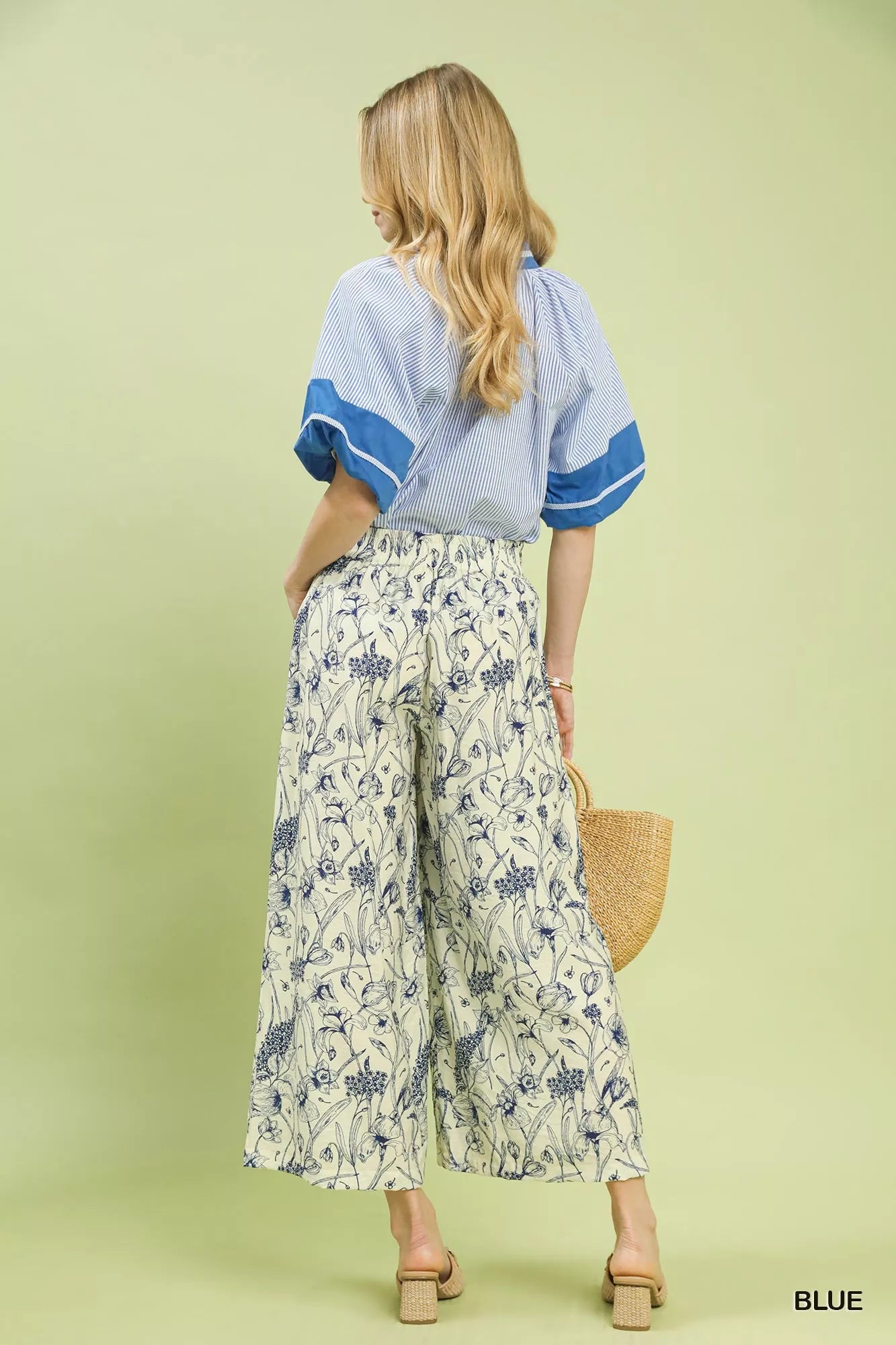 Umgee Two Tone Floral Print Pants - PBNJ FASHIONS