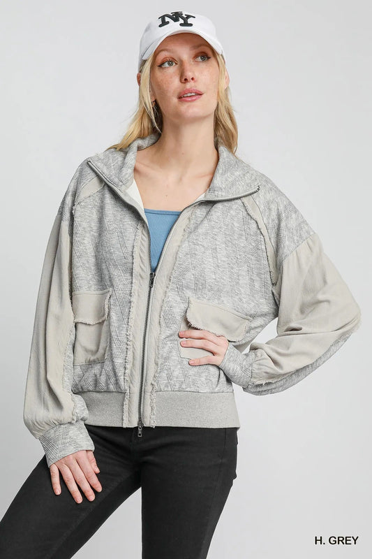 Umgee Two - Way Jacquard Zip - Up Jacket - PBNJ FASHIONS