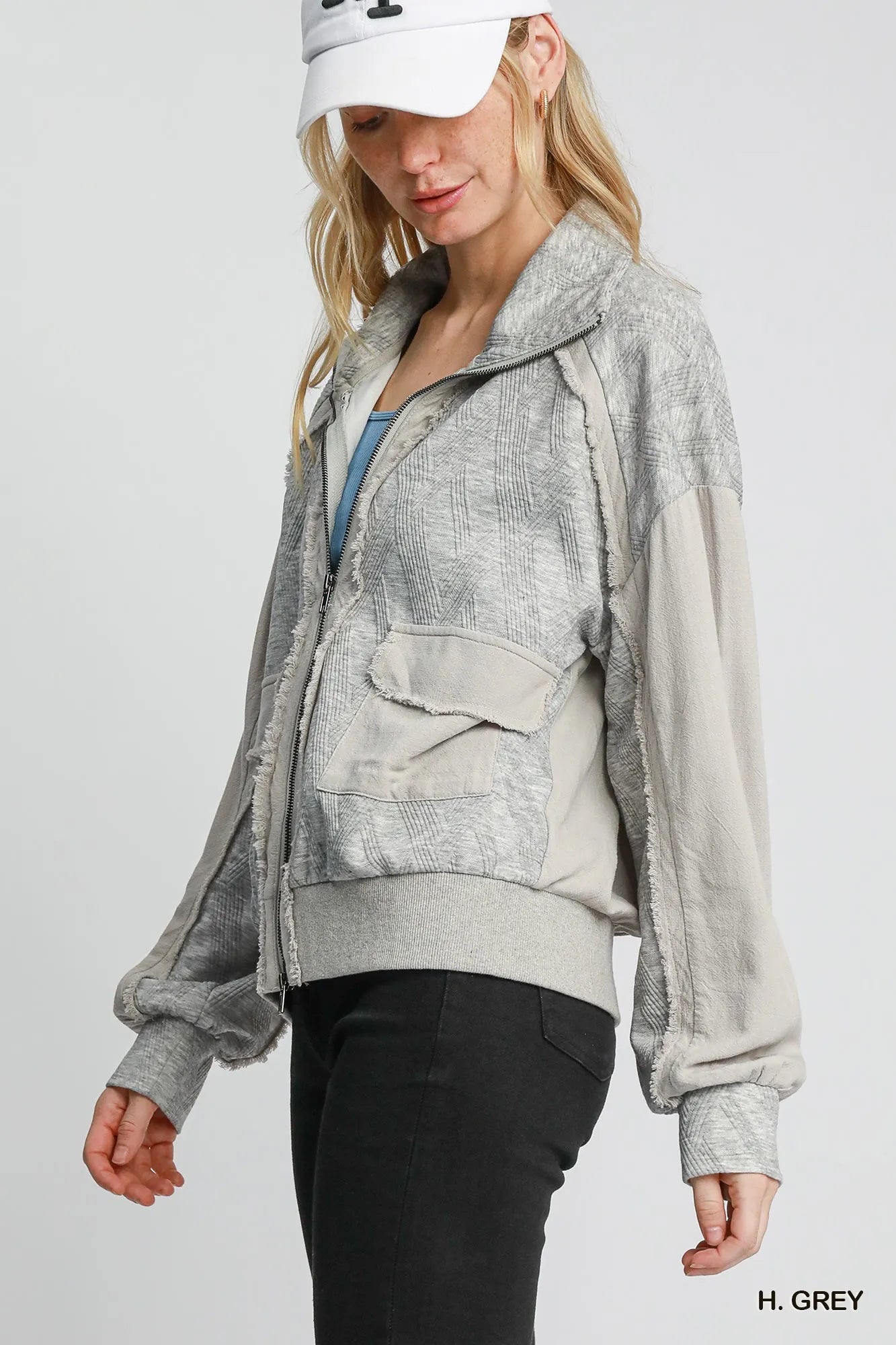 Umgee Two - Way Jacquard Zip - Up Jacket - PBNJ FASHIONS