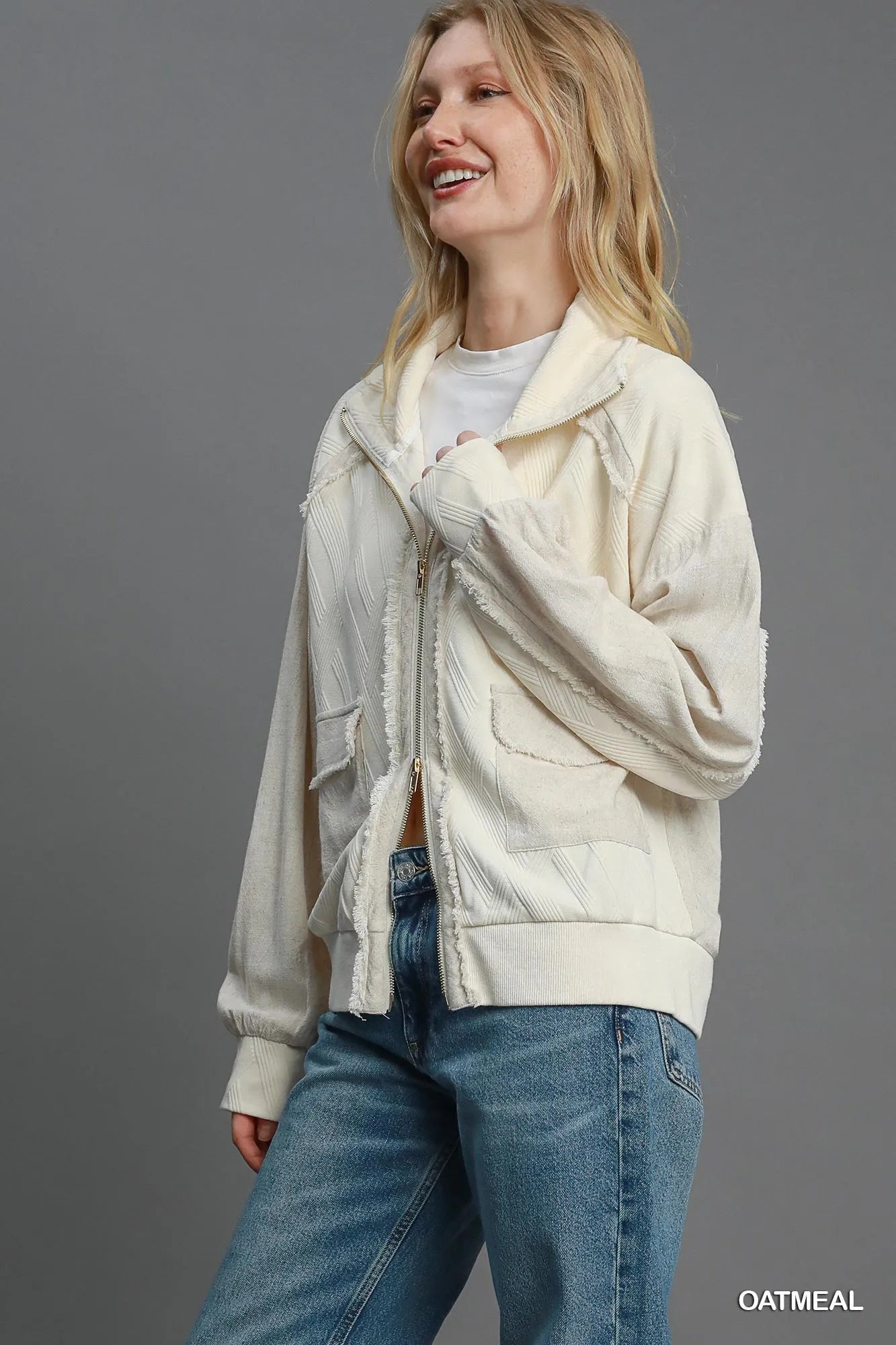 Umgee Two - Way Jacquard Zip - Up Jacket - PBNJ FASHIONS