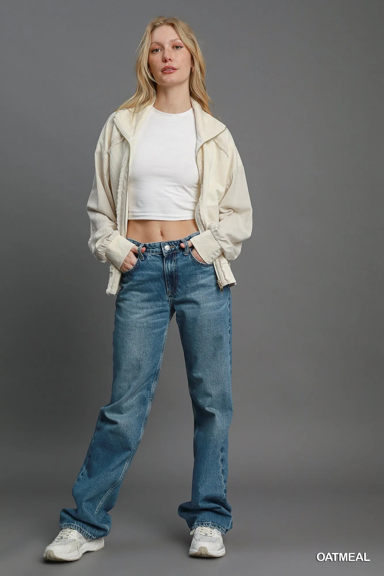 Umgee Two - Way Jacquard Zip - Up Jacket - PBNJ FASHIONS
