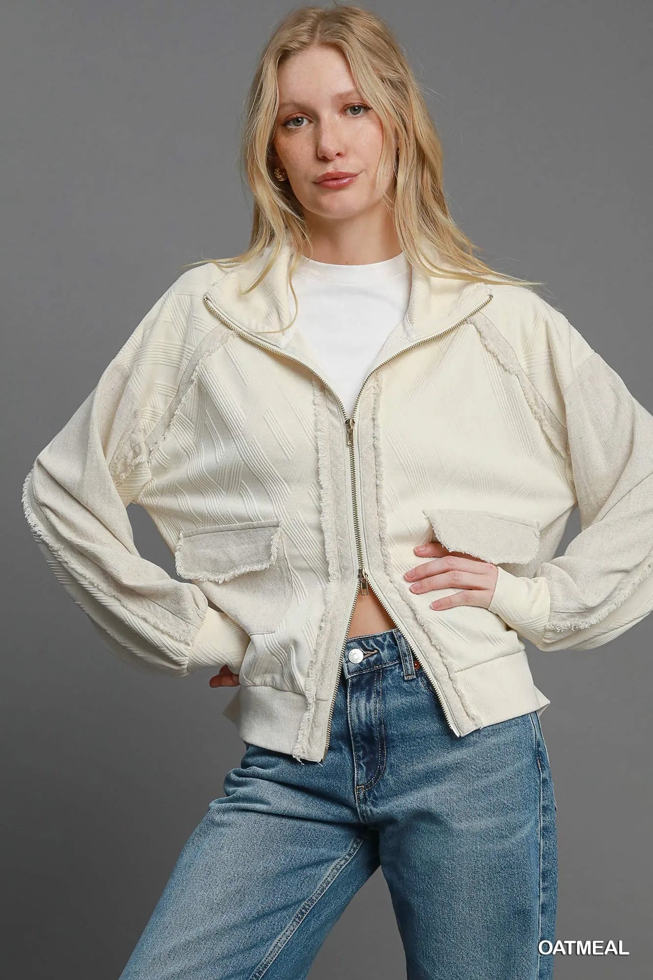 Umgee Two - Way Jacquard Zip - Up Jacket - PBNJ FASHIONS