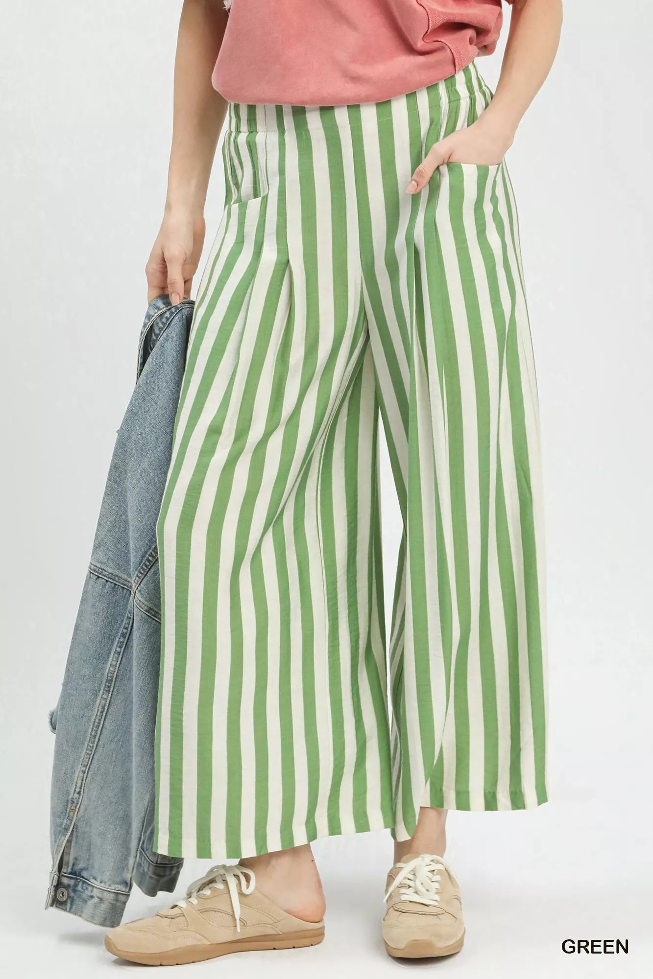 Umgee Vertical Stripe Wide Leg Pants - PBNJ FASHIONS