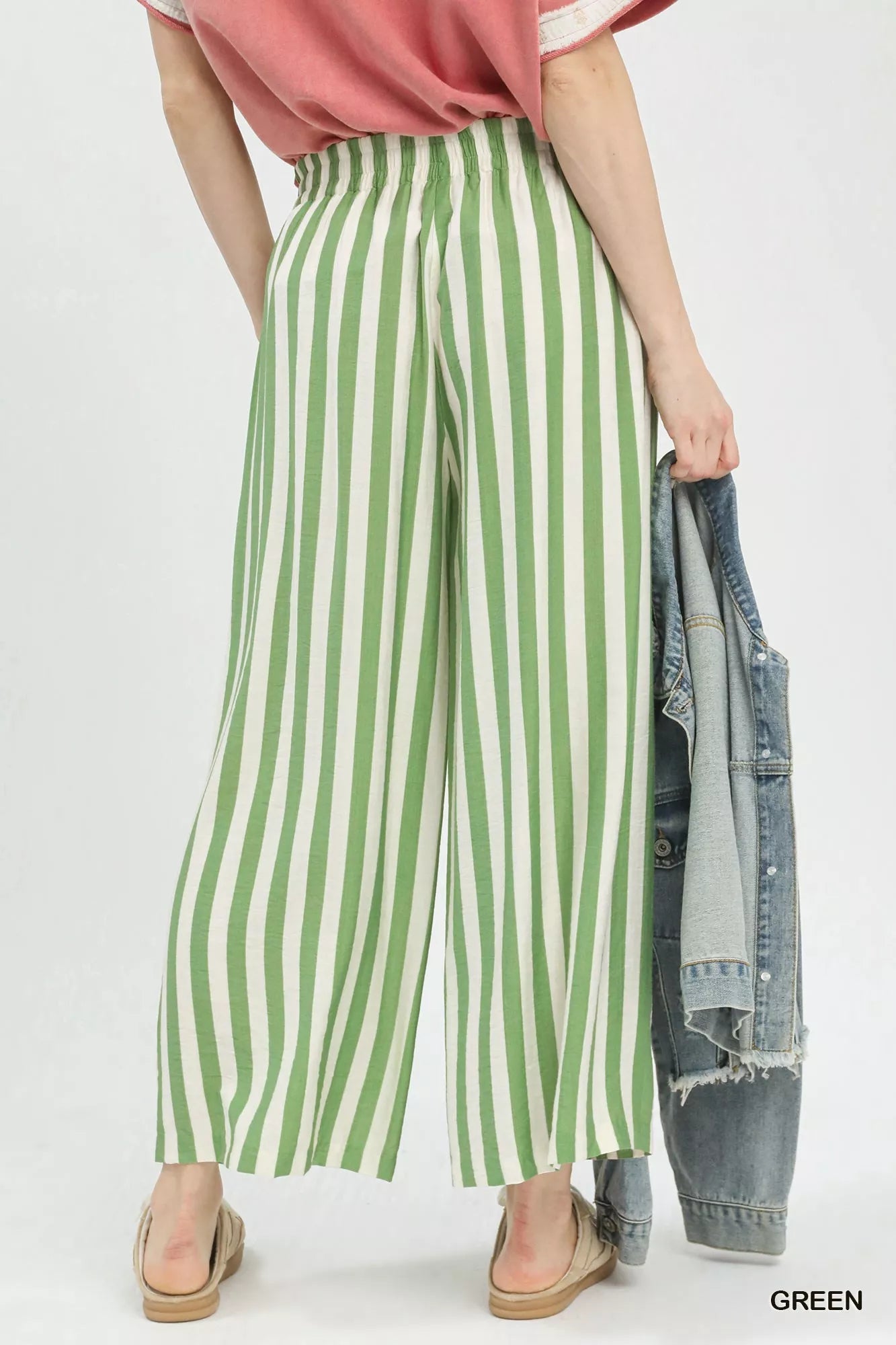 Umgee Vertical Stripe Wide Leg Pants - PBNJ FASHIONS