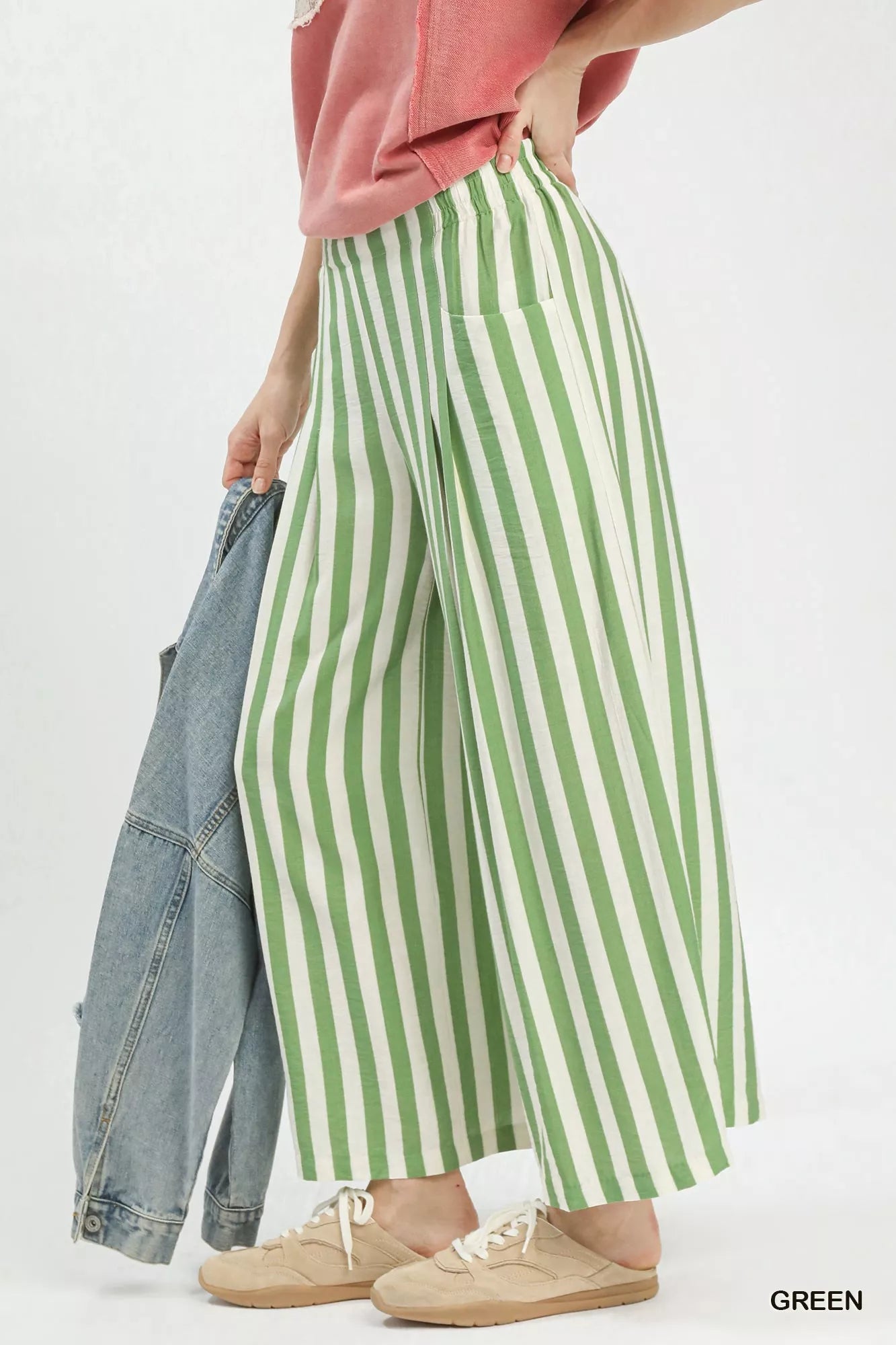 Umgee Vertical Stripe Wide Leg Pants - PBNJ FASHIONS