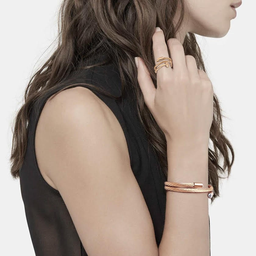 RG115RG B.Tiff Rose Gold Pavé Pointe Cable Adjustable Ring - PBNJ FASHIONS