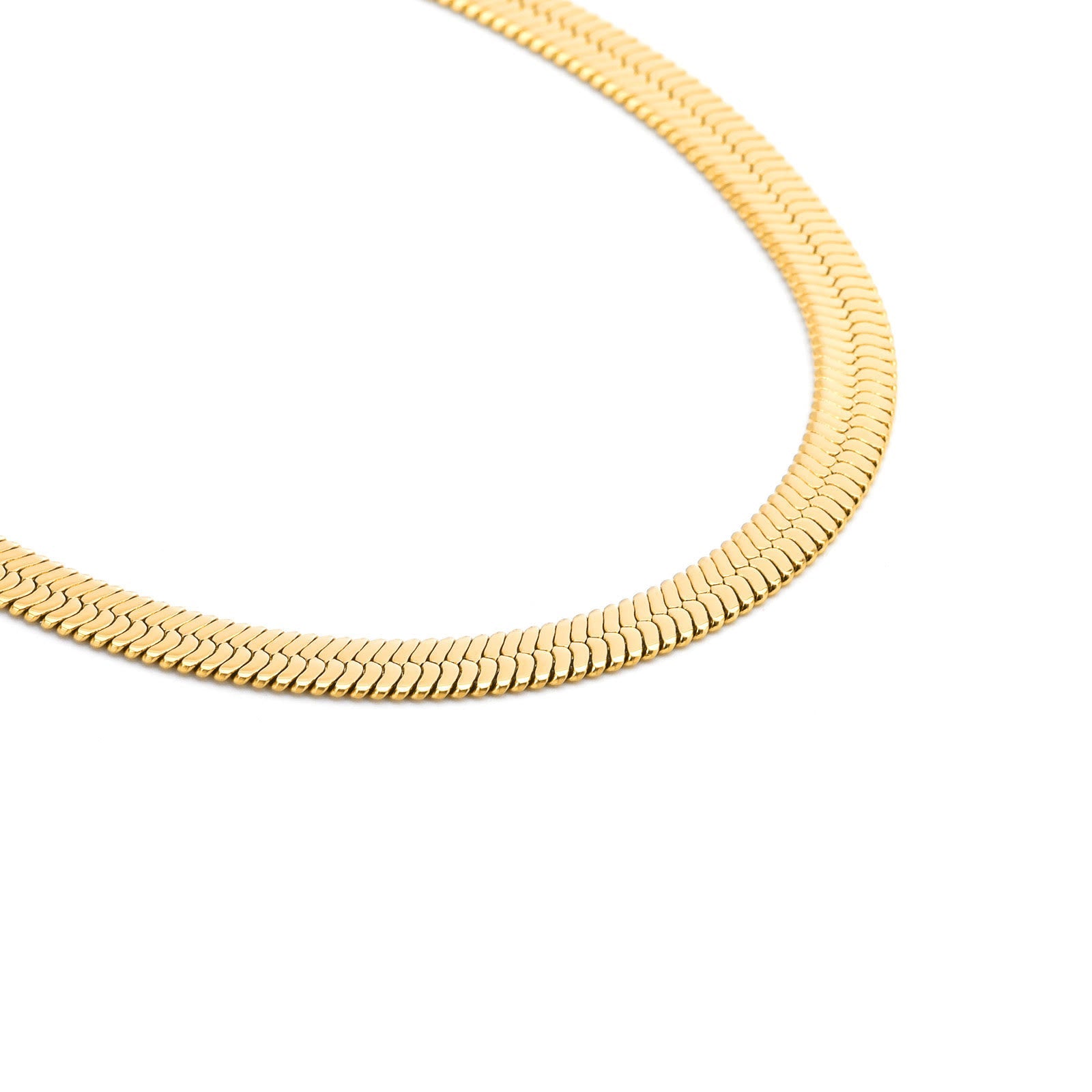 C006G B.Tiff 6mm Herringbone 18K Gold Plated Chain Necklace - PBNJ FASHIONS