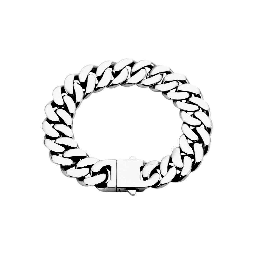 BG160W B.Tiff High Polish 16mm Flat Cuban Link Bracelet - PBNJ FASHIONS