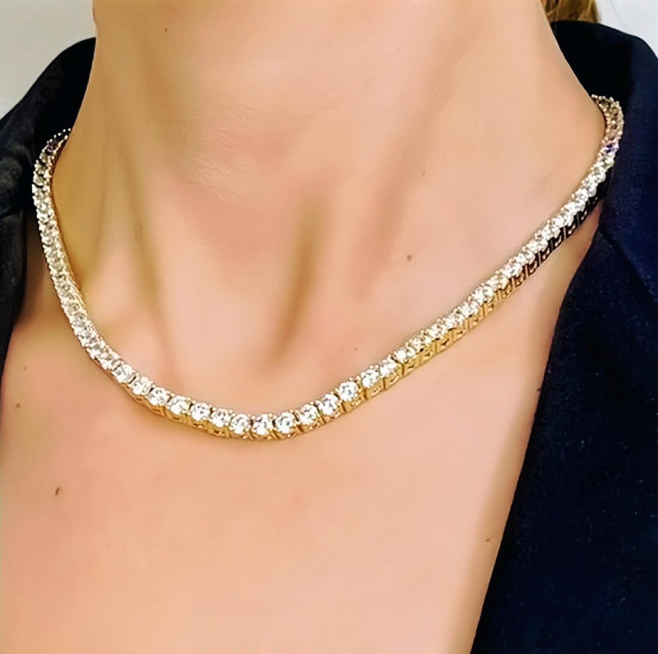 C103G B.Tiff 3mm Gold Tennis Necklace - PBNJ FASHIONS