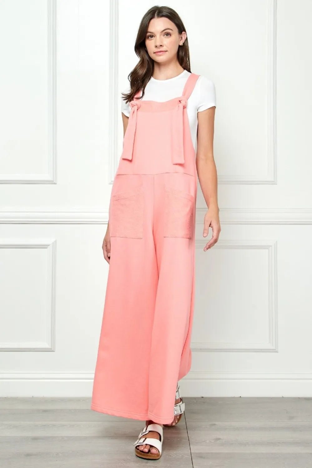 Veveret Wide Strap French Terry Overalls - PBNJ FASHIONS
