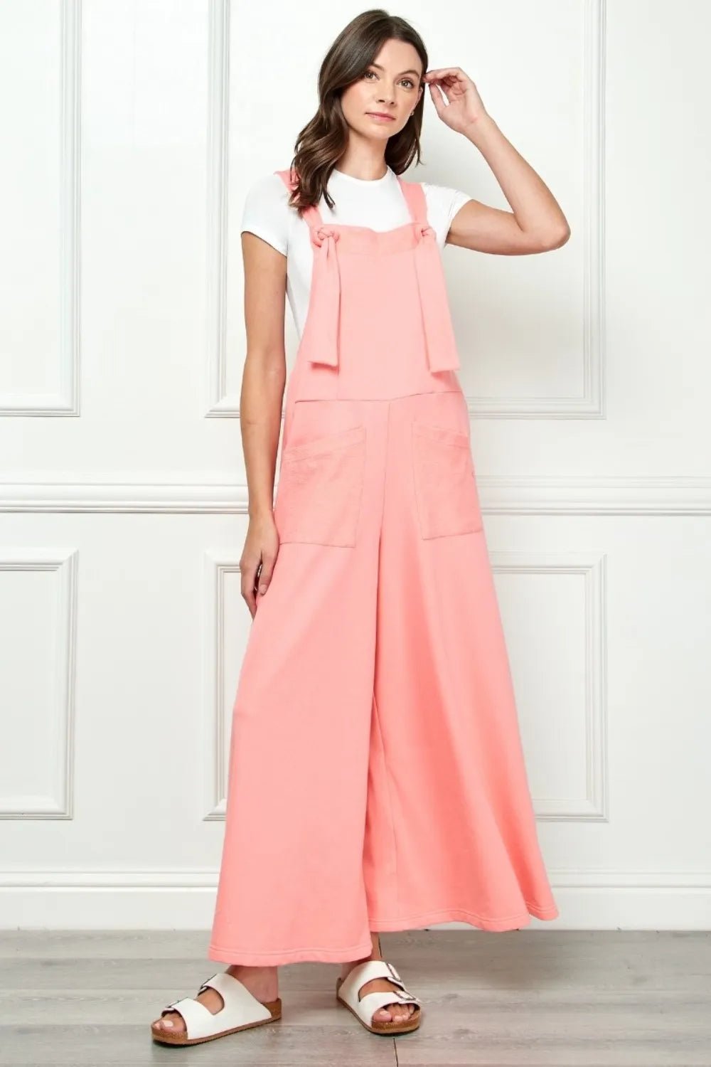 Veveret Wide Strap French Terry Overalls - PBNJ FASHIONS