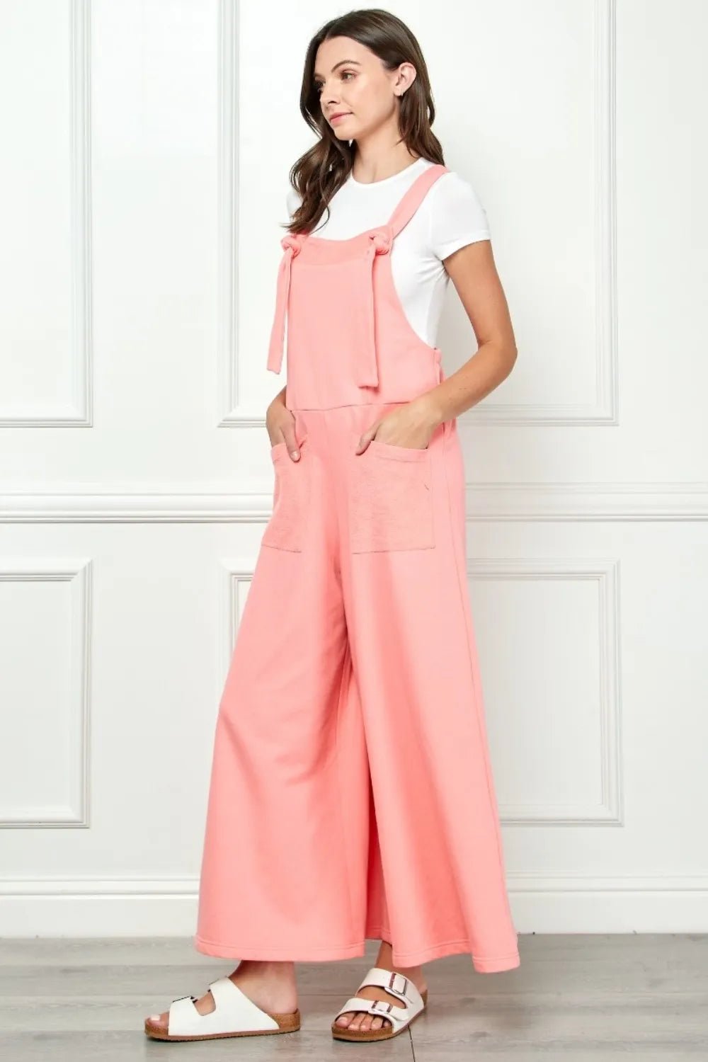 Veveret Wide Strap French Terry Overalls - PBNJ FASHIONS