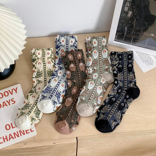 Vintage Jacquard Crew Socks - PBNJ FASHIONS