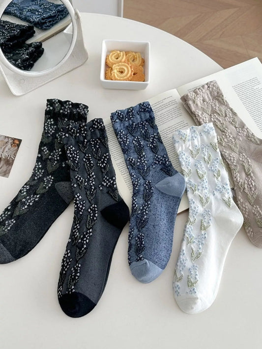 Vintage Textured Crew Socks - PBNJ FASHIONS
