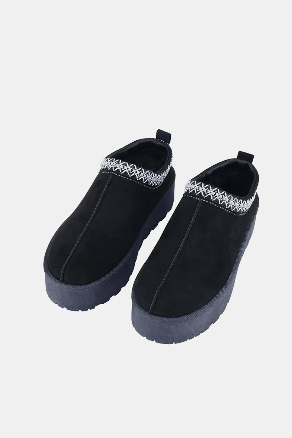 Weeboo Platform Embroidered Trim Slip - On Boots - PBNJ FASHIONS