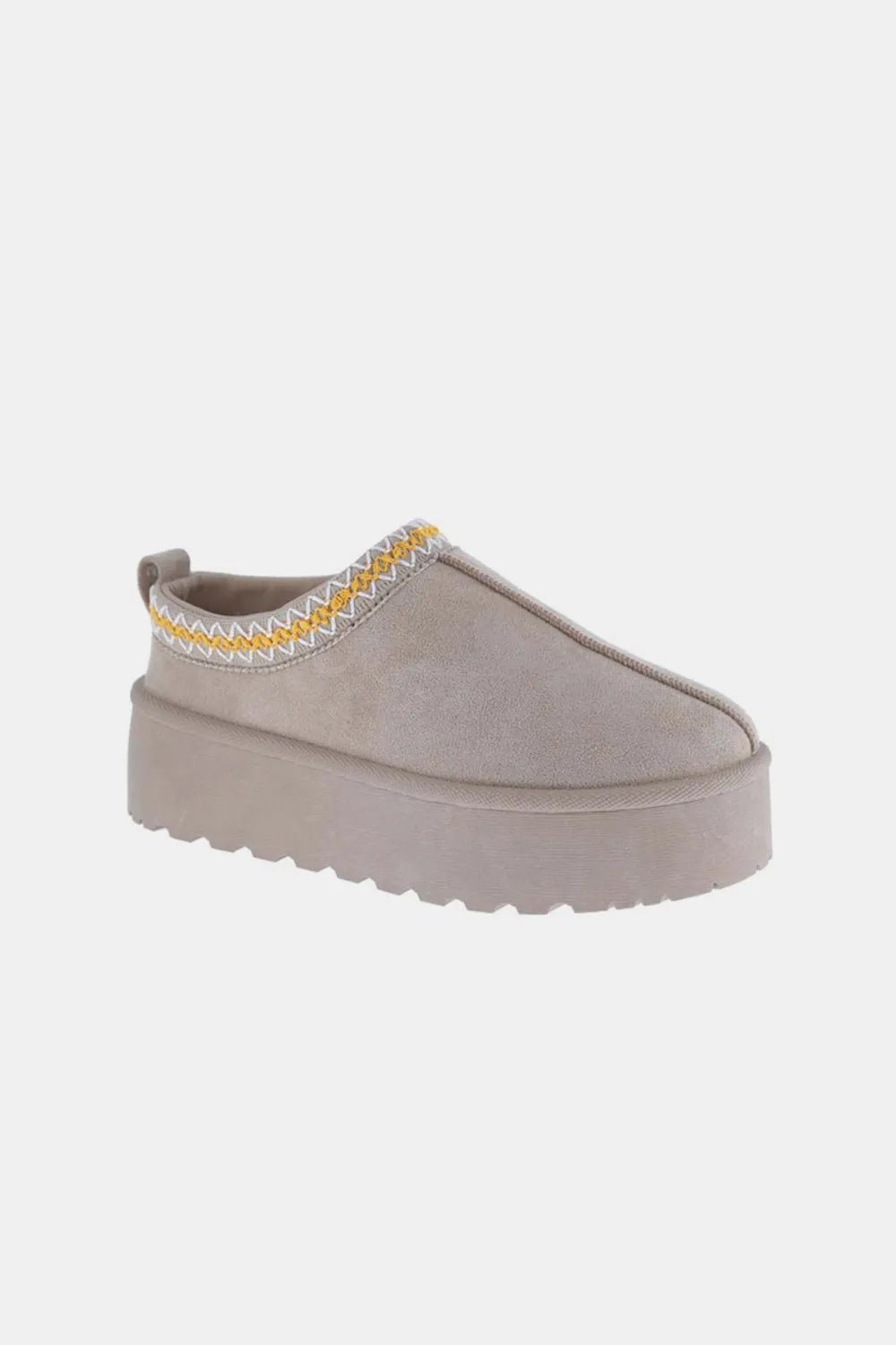 Weeboo Platform Embroidered Trim Slip - On Boots - PBNJ FASHIONS