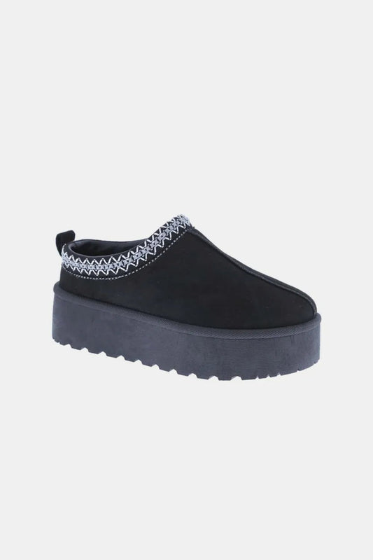 Weeboo Platform Embroidered Trim Slip - On Boots - PBNJ FASHIONS