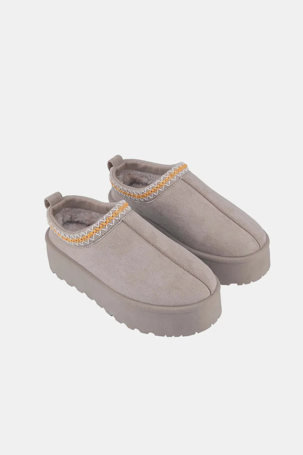 Weeboo Platform Embroidered Trim Slip - On Boots - PBNJ FASHIONS