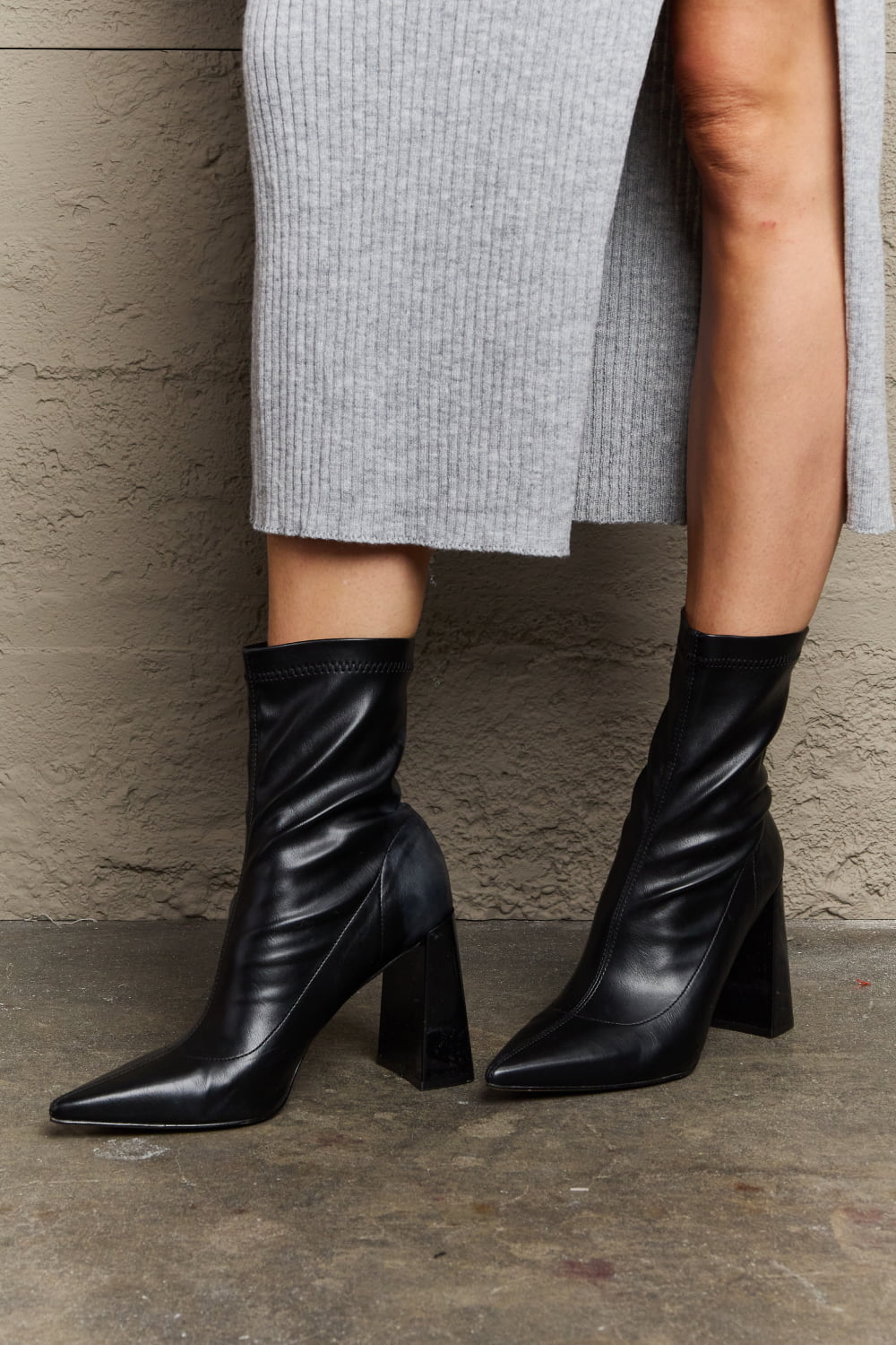 Weeboo Stacy Block Heel Sock Boots - PBNJ FASHIONS