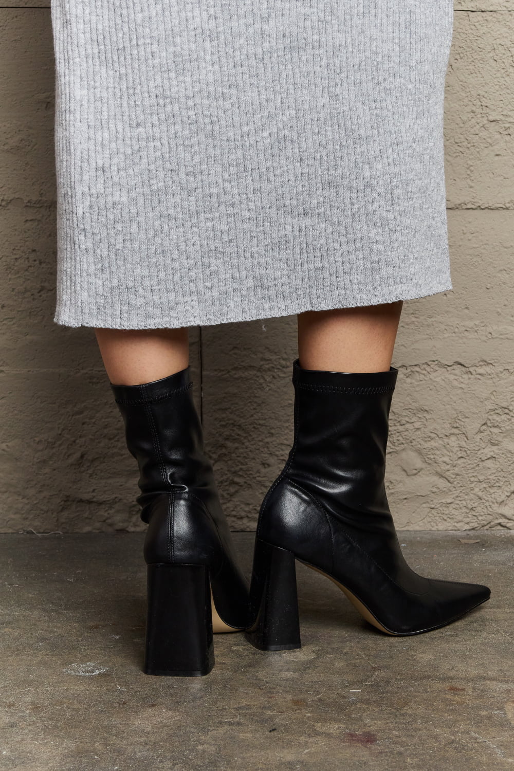 Weeboo Stacy Block Heel Sock Boots - PBNJ FASHIONS