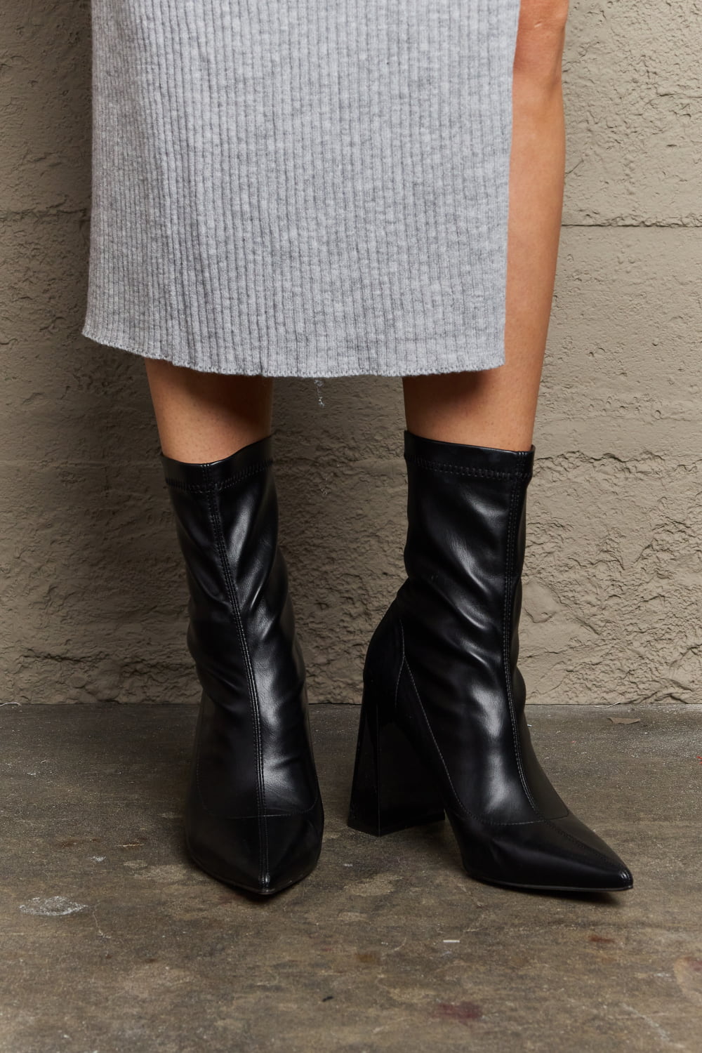 Weeboo Stacy Block Heel Sock Boots - PBNJ FASHIONS