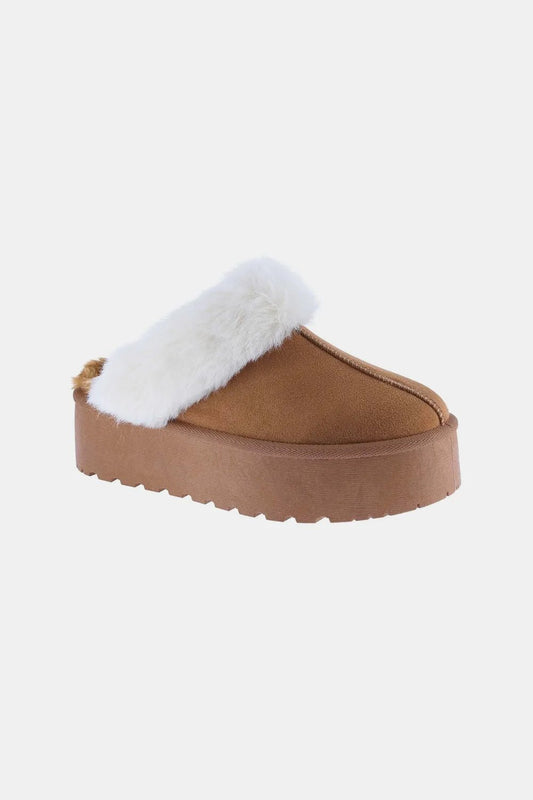 Weeboo Thick Bottom Fur Trim Snow Slippers - PBNJ FASHIONS
