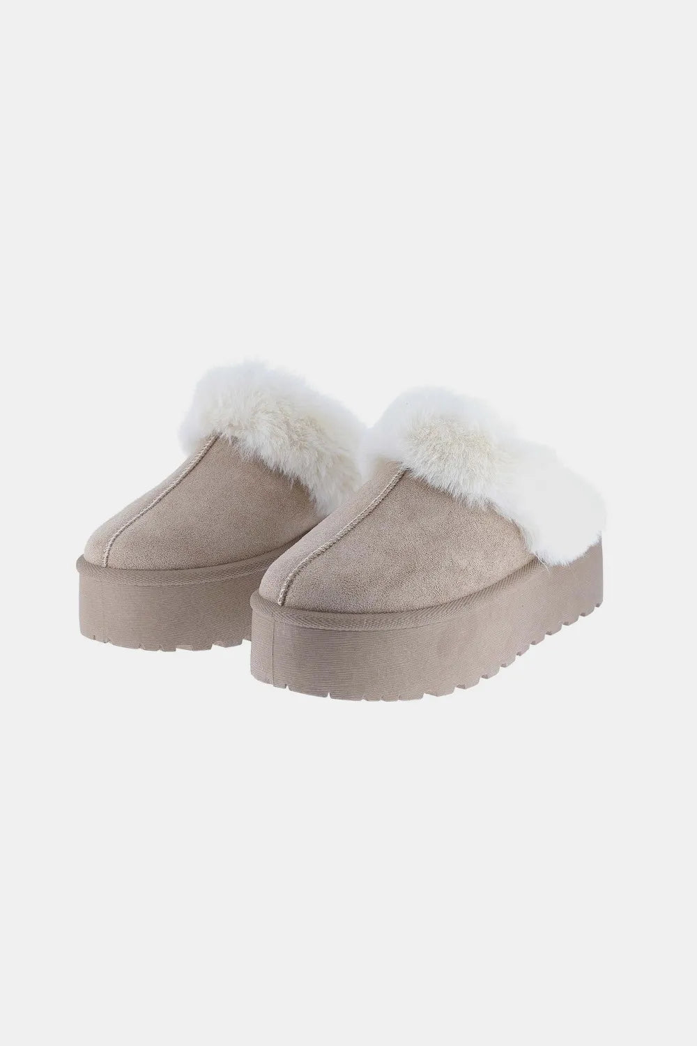 Weeboo Thick Bottom Fur Trim Snow Slippers - PBNJ FASHIONS