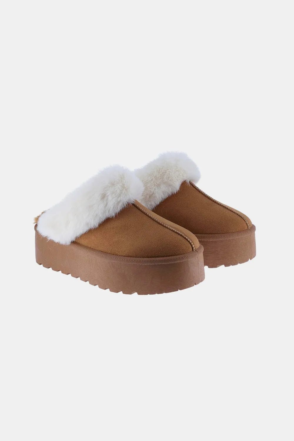 Weeboo Thick Bottom Fur Trim Snow Slippers - PBNJ FASHIONS