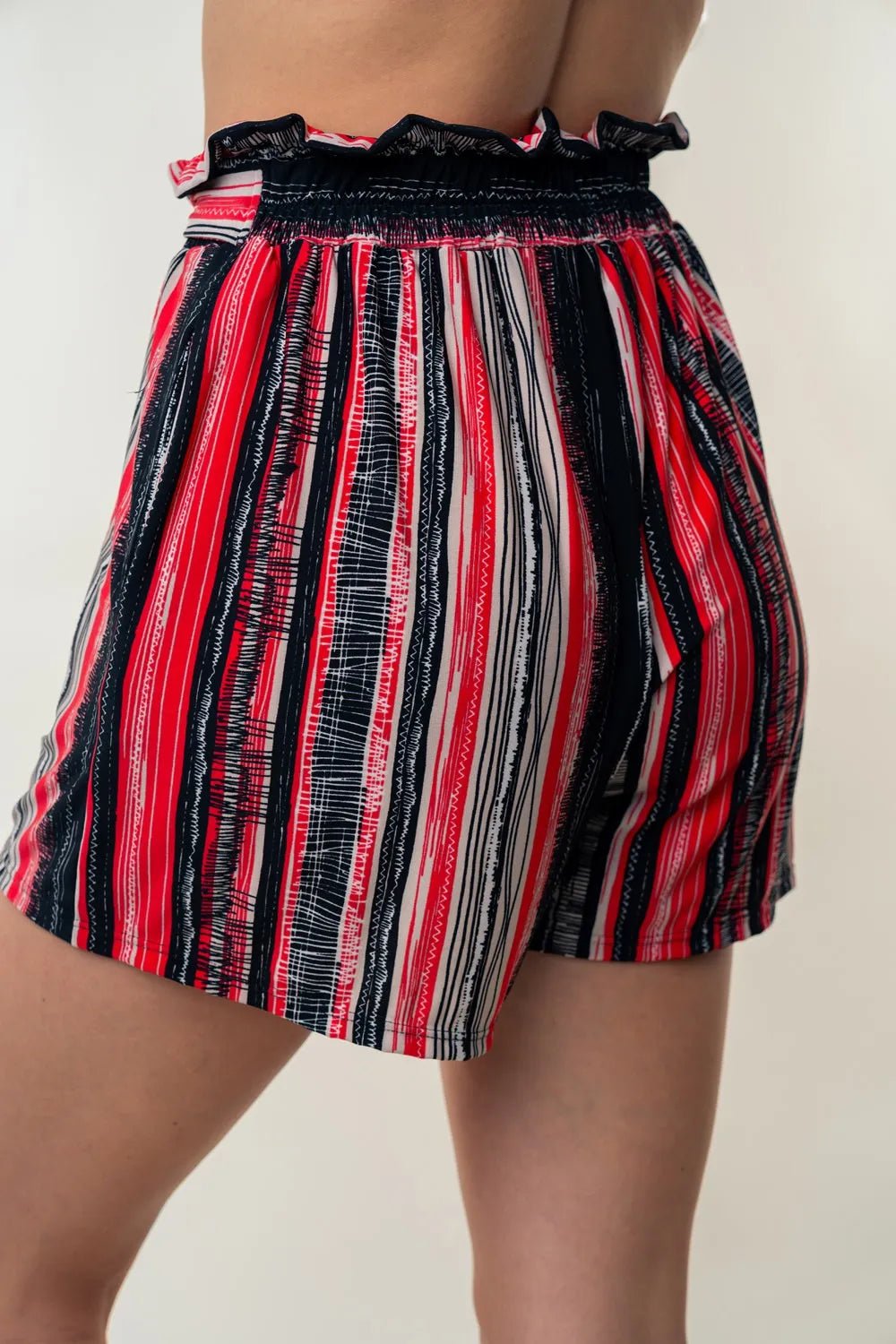 White Birch Full Size High Waisted Striped Shorts - PBNJ FASHIONS