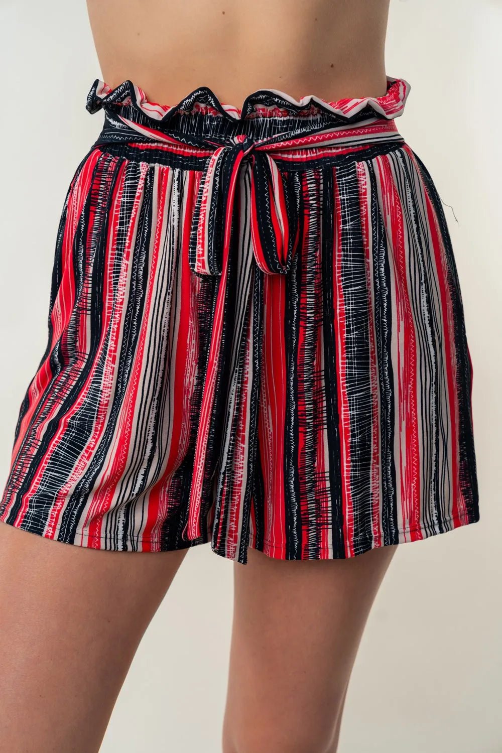 White Birch Full Size High Waisted Striped Shorts - PBNJ FASHIONS