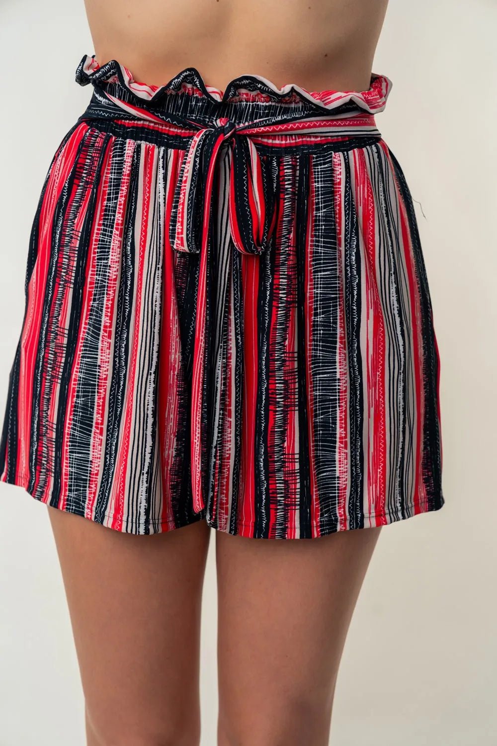 White Birch Full Size High Waisted Striped Shorts - PBNJ FASHIONS