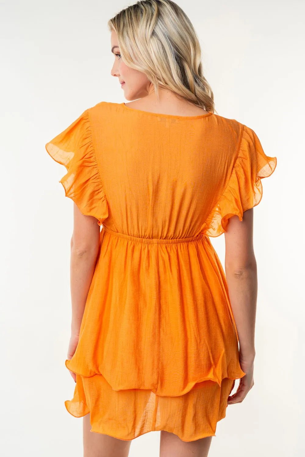 White Birch Full Size Short Sleeve Woven Layered Dress - PBNJ FASHIONS