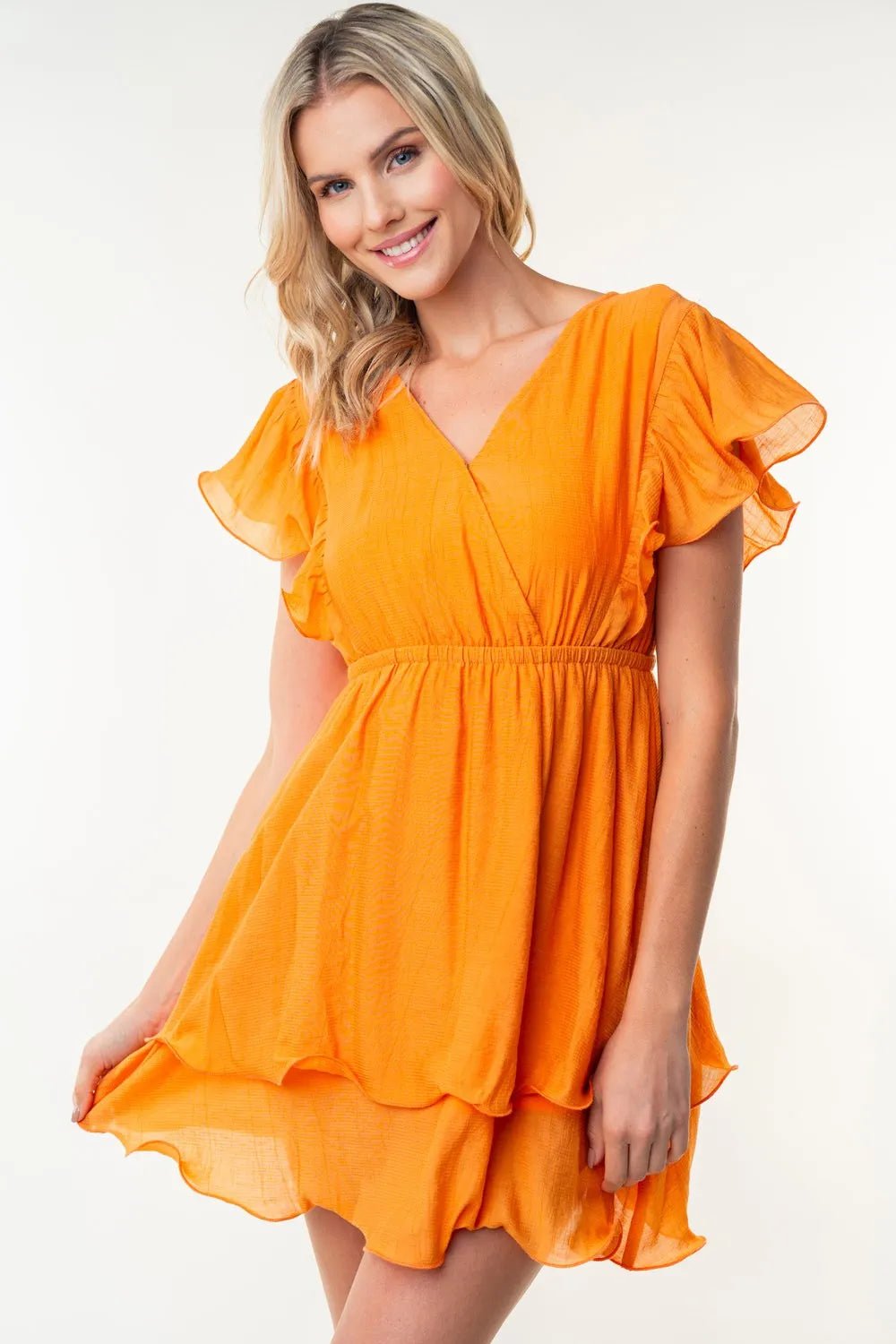 White Birch Full Size Short Sleeve Woven Layered Dress - PBNJ FASHIONS