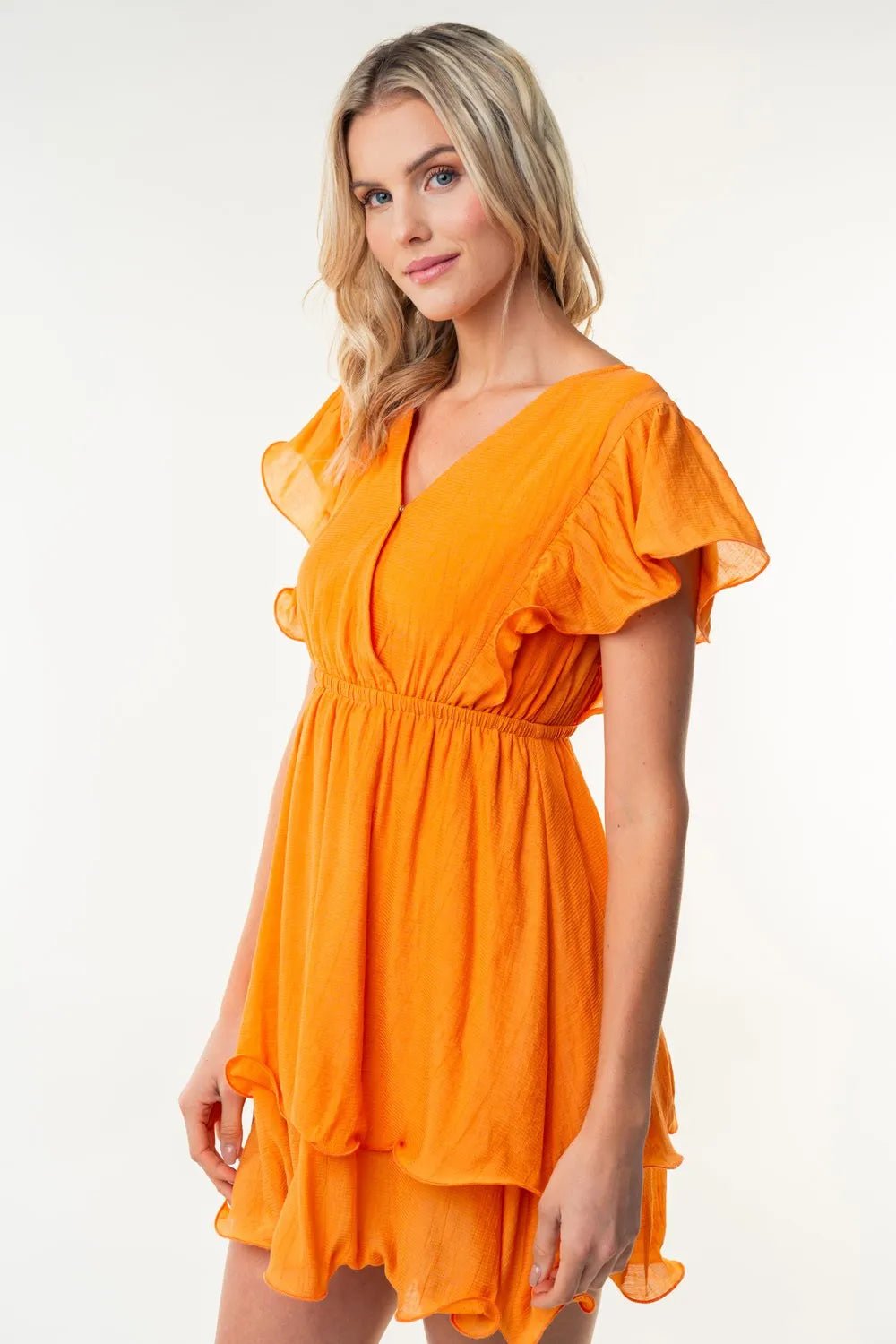 White Birch Full Size Short Sleeve Woven Layered Dress - PBNJ FASHIONS