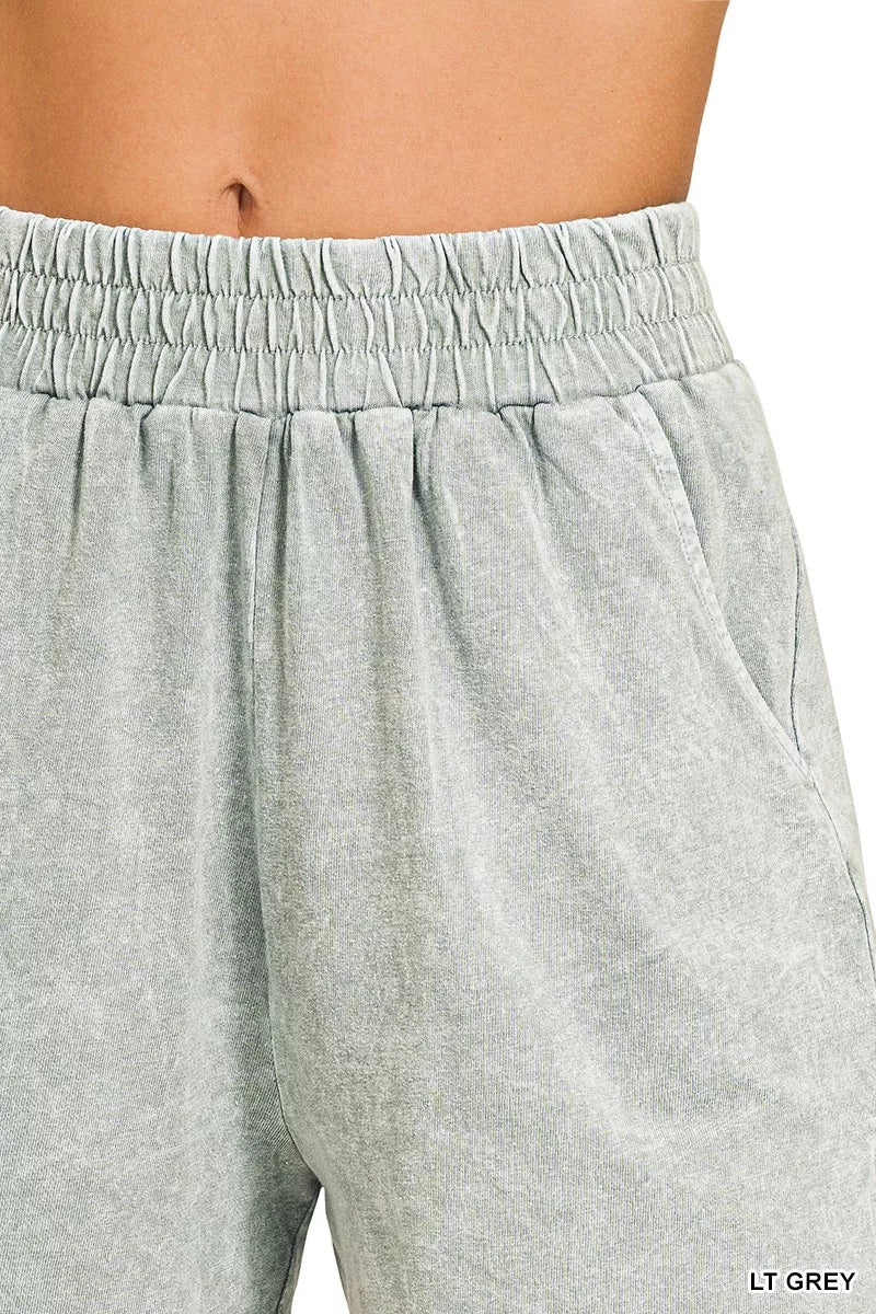 Zenana Halo Snow Washed Short Sleeve Tee and Shorts Set - PBNJ FASHIONS