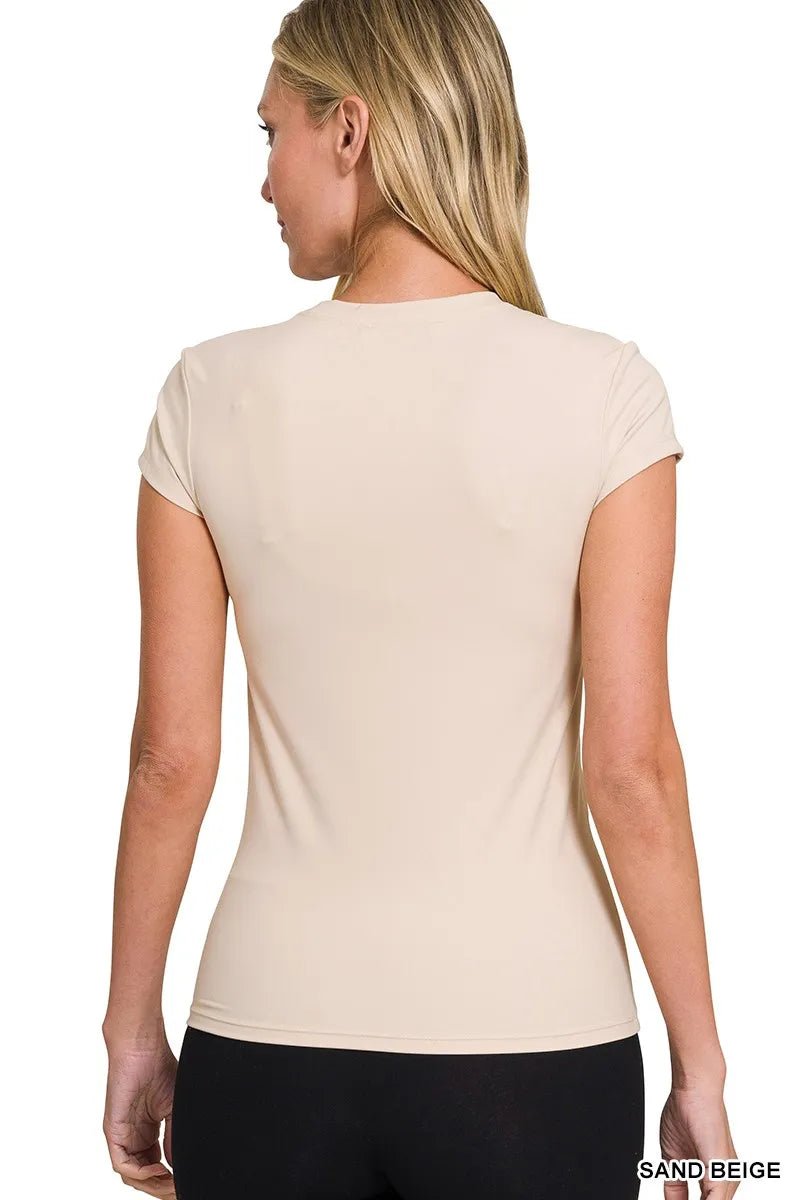 Zenana Interlock Short Sleeve Top - PBNJ FASHIONS