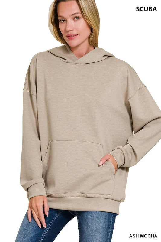 Zenana Oversized Scuba Hoodie with Kangaroo Pocket - PBNJ FASHIONS