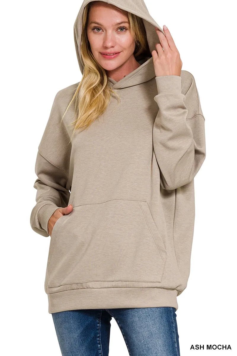 Zenana Oversized Scuba Hoodie with Kangaroo Pocket - PBNJ FASHIONS