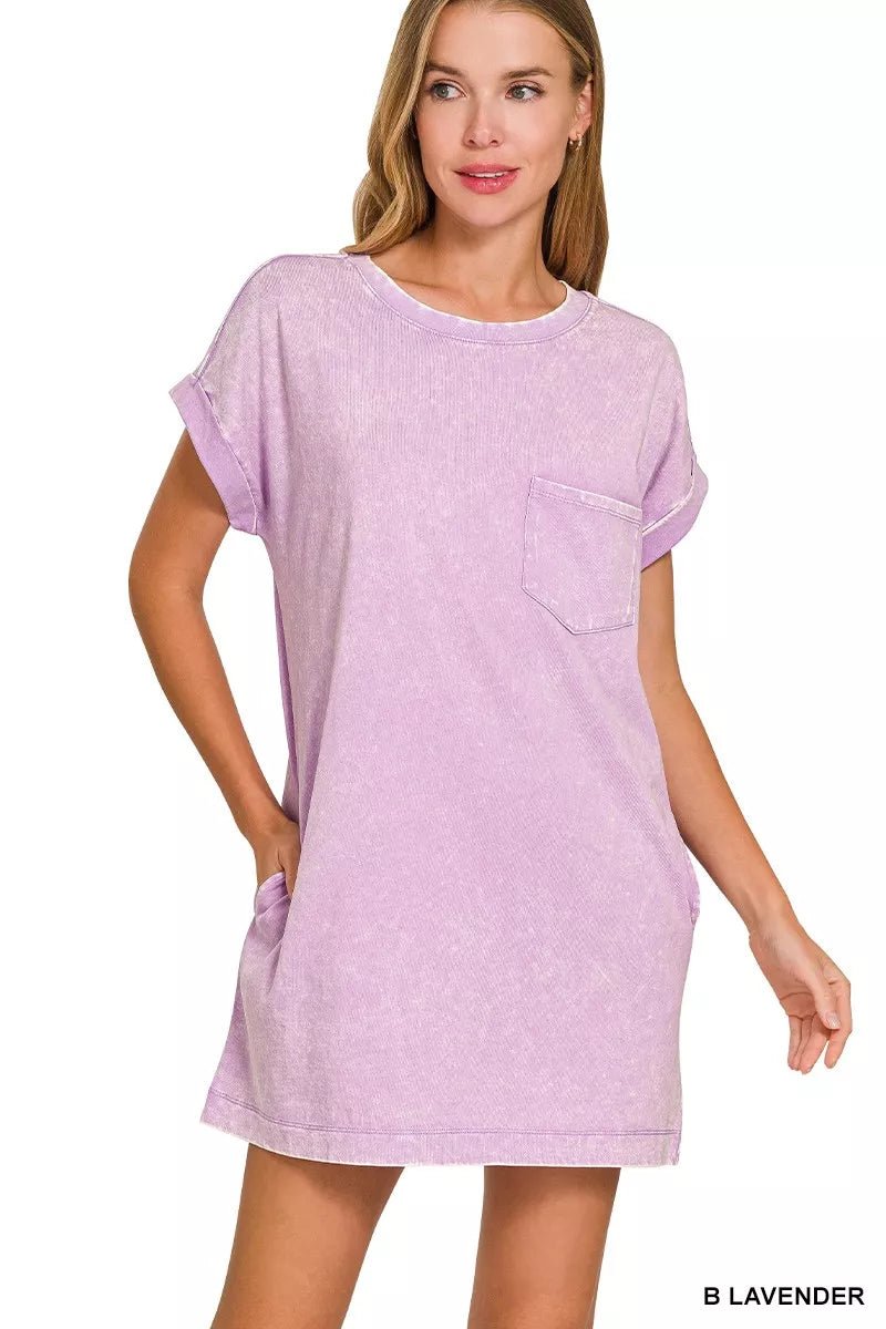 Zenana Premium Cotton Washed T-Shirt Dress - PBNJ FASHIONS