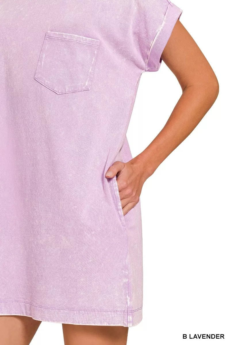 Zenana Premium Cotton Washed T-Shirt Dress - PBNJ FASHIONS