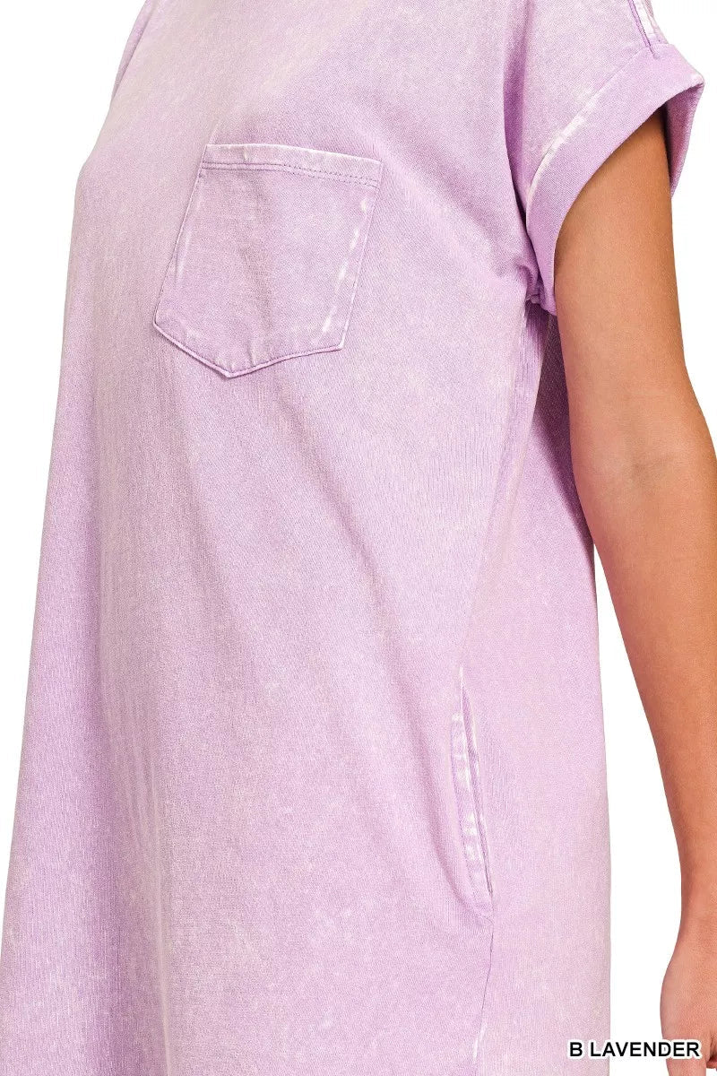 Zenana Premium Cotton Washed T-Shirt Dress - PBNJ FASHIONS