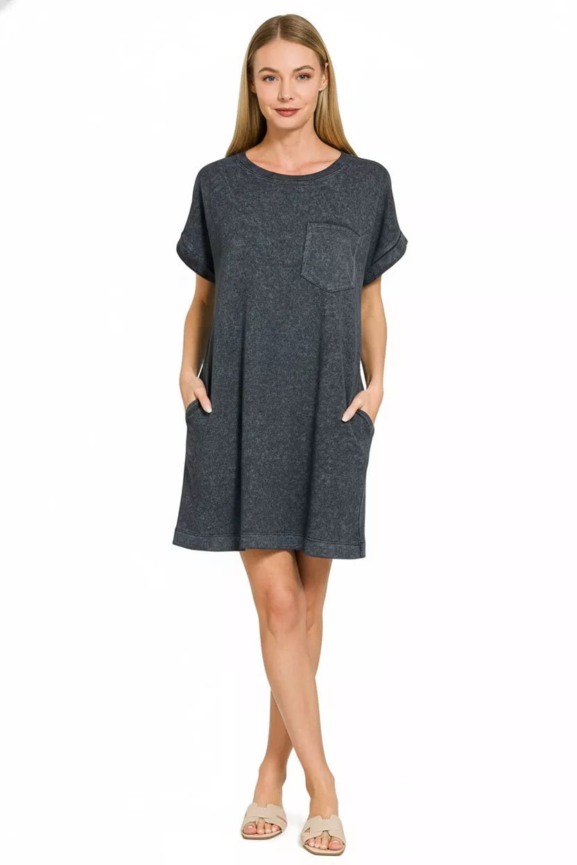 Zenana Premium Cotton Washed T-Shirt Dress - PBNJ FASHIONS